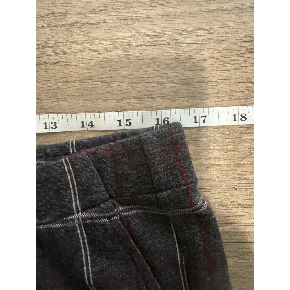 J Jill Ponte cropped Leg Plaid‎ Pants Women's Size M Charcoal Red Grey
